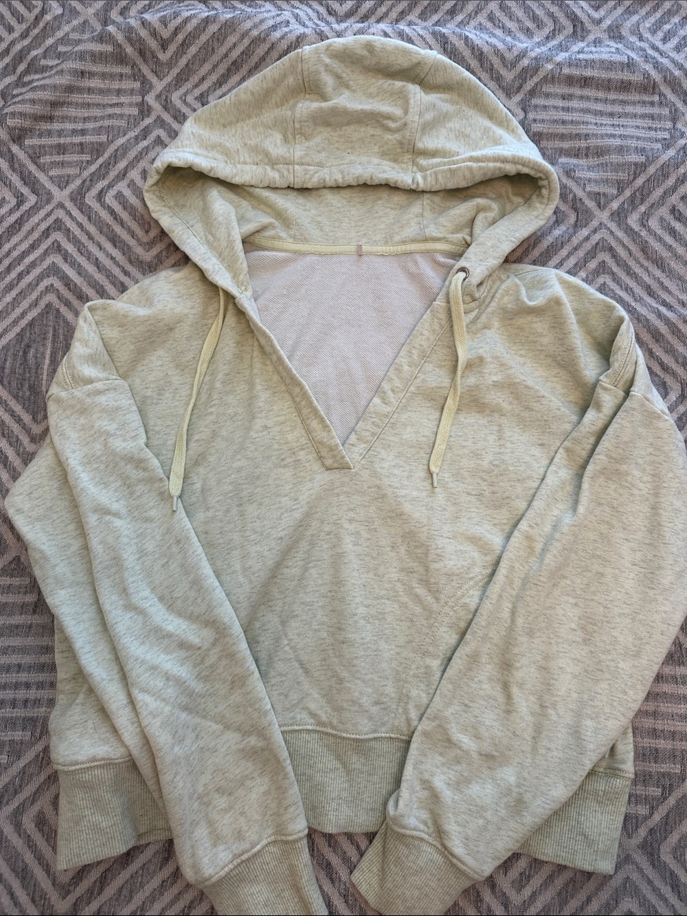 Cozy Light Heather Yellow V-Neck Hoodie